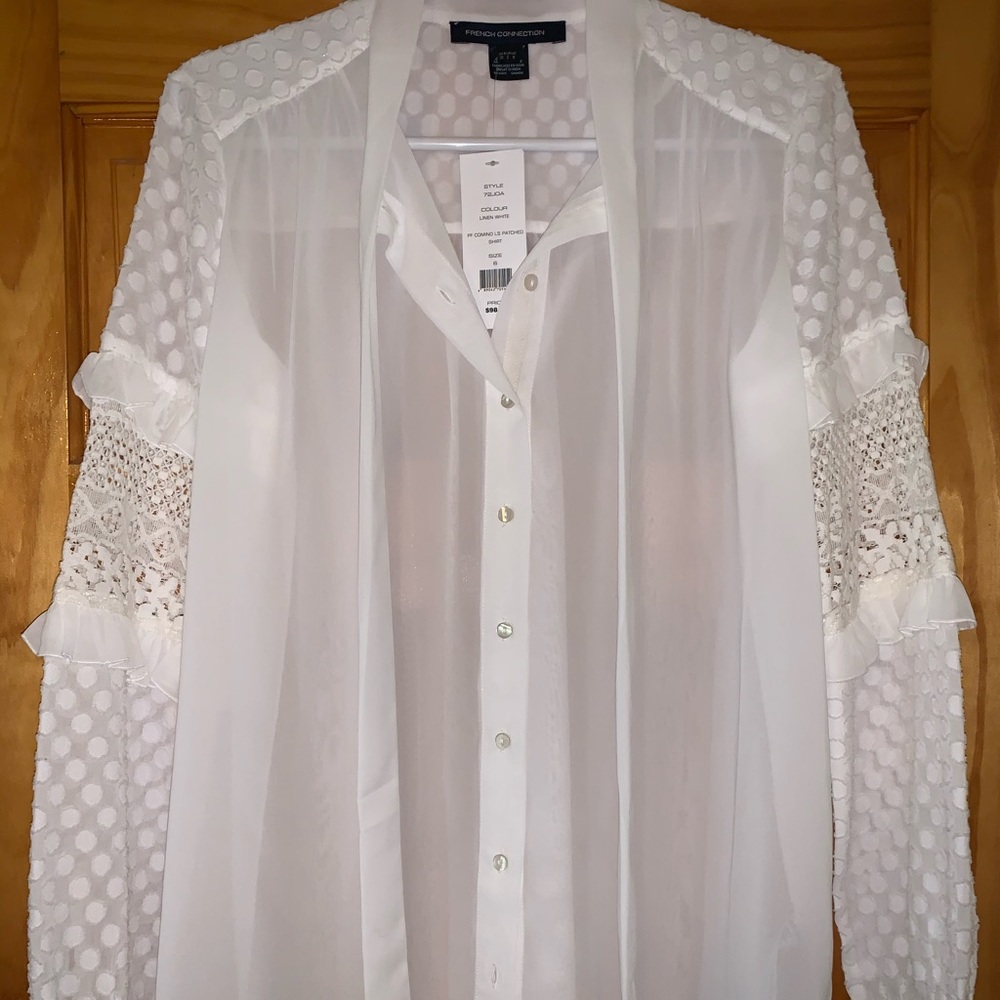 French Connection crochet sleeve blouse S